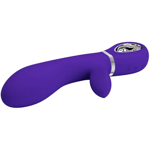 Вибратор с мягкой головкой и клиторальной стимуляцией LYBAILE Pretty Love Thomas USB Purple (BI-014621-3)