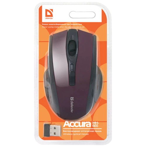 Мишка Defender Accura MM-665 Red (52668): Ергономіка симметричная для левшей