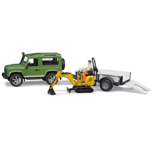 Ігровий набір Bruder Автомобіль Land Rover Defender з причепом, міні-екскаватором CAT та фігуркою (02593): Виробник Bruder