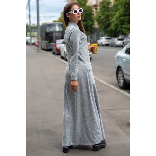 Сукня FLFashion Амелі ХПА 3124 48 сіре повсякденне довге максі: Склад Еластан, поліестер