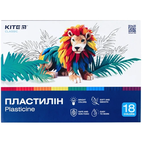 Пластилин восковой Kite Classic 18 цветов 360 г (K-085)