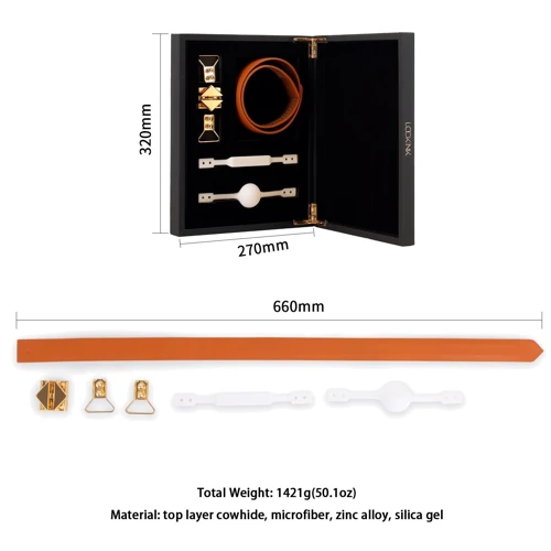 Кожаный кляп с 2-мя насадками LOCKINK Ball-Gag & Gag-bite Set - Brown