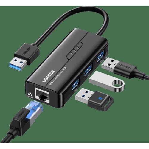 Адаптер Ugreen Adapter USB to 3хUSB 3.0+RJ45 Black (20265) фото 9