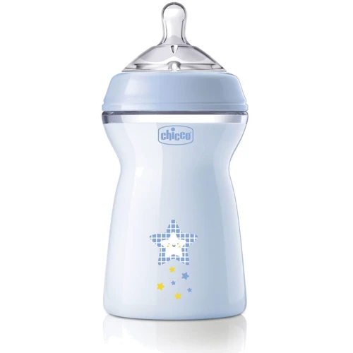 Пляшечка пластикова Chicco Natural Feeling NEW, 330 мл, 6м+ блакитна (81335.20)