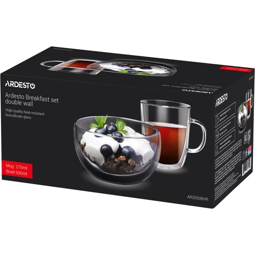 Набор для завтрака Ardesto чашка + пиала с двойными стенками (AR2650BHR)