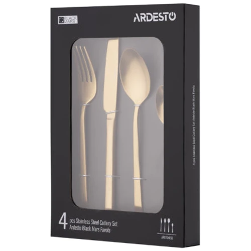Набір столових приладів Ardesto Black Mars Favola 4 предмети золотий (AR0704FSG)