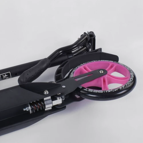 Самокат алюминиевый Best Scooter с PU колесами, 2 аммортизаторами Black/Pink (92085): Максимальная допустимая нагрузка, кг 100