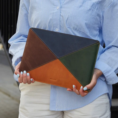INCARNE Handmade Leather Laptop bag Mosaic Nature (Brown/Blue/Green/Cognac) for MacBook Air 15" M3 | M2 (2024 | 2023): Материал Кожа