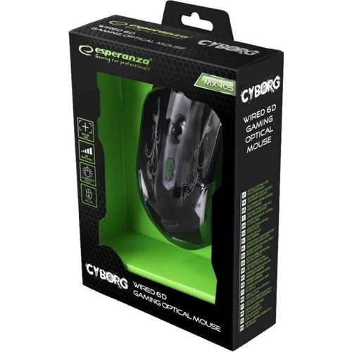 Мышь Esperanza MX405 Cyborg (EGM405): Максимальное разрешение сенсора, dpi 2400