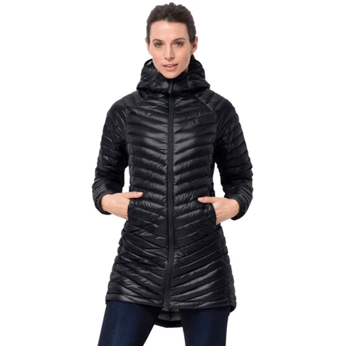 Пуховик Jack Wolfskin Atmosphere Coat W 1204691-6000 44 черный демисезонный с капюшоном: Тип застежки На молнии