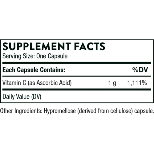 Thorne Research Ascorbic Acid 250 Caps Вітамін С (аскорбінова кислота): Тип вітамін C
