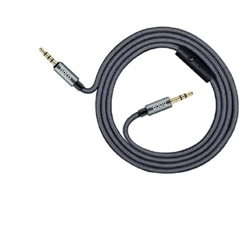 Кабель Hoco Audio Cable AUX 3.5mm Jack UPA04 With Mic 1m Metal Gray