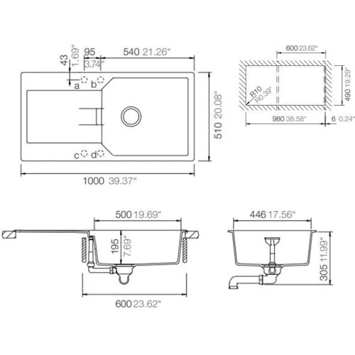 Schock MANHATTEN D-100L (22056052): Форма прямокутна