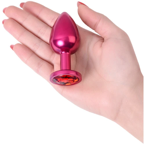 Анальная пробка с кристаллом Metal By Toyfa Burgundy Anal Plug Ruby