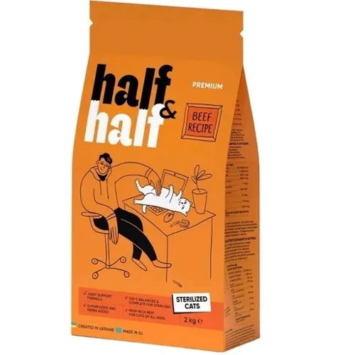 Сухой корм Half & Half для стерилизованных кошек с говядиной 2 кг (4820261920802)