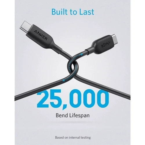Кабель ANKER Cable USB-C to USB-C 2.0 Powerline III 60W 90cm Black (A8852H11) фото 3