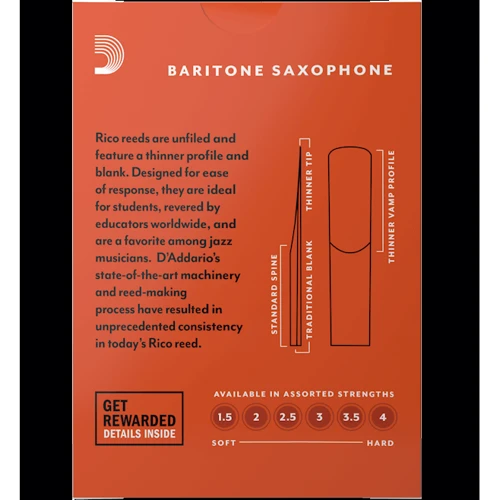Трости для саксофона D'Addario Rico - Baritone Sax #2.5 - 10 Pack