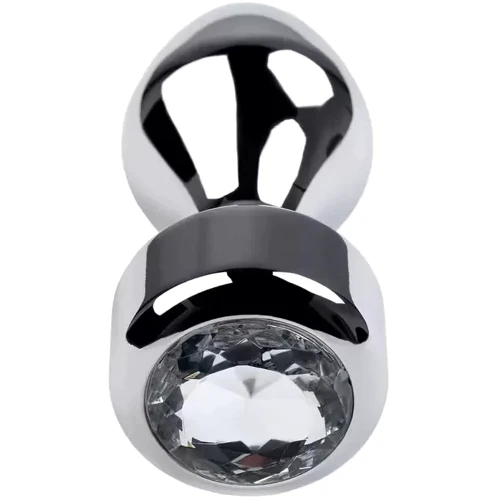 Анальная пробка с кристаллом Metal By Toyfa Silver anal plug