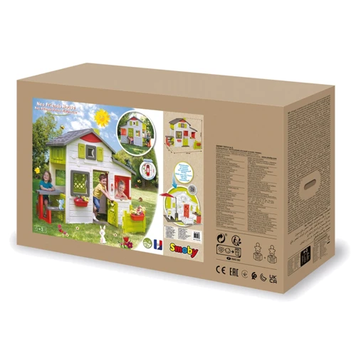 Домик Smoby для друзей с дверным звонком, столиком и оградой, 217x171x172 см, 3+: Материал пластик