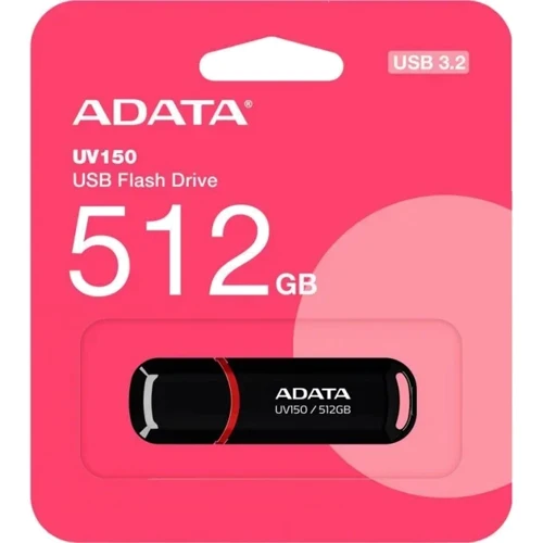 USB-флешка ADATA 512GB UV150 USB 3.2 Black (AUV150-512G-RBK): Стандарт USB USB 3.2