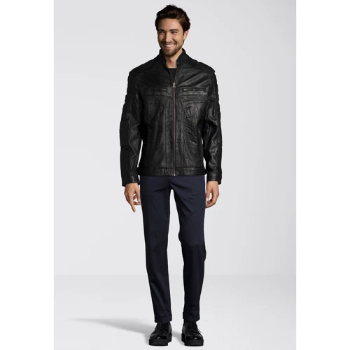 Кожаная куртка Bruno Banani 21639944 48 черная демисезон: Подкладка На подкладке