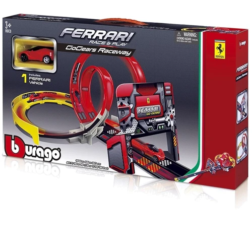 Ігровий набір Bburago GoGears FERRARI «Подвійна петля» (трек 1 доріжка, 2 петлі, 1 машинка з інерц.мех.) (18-31301)