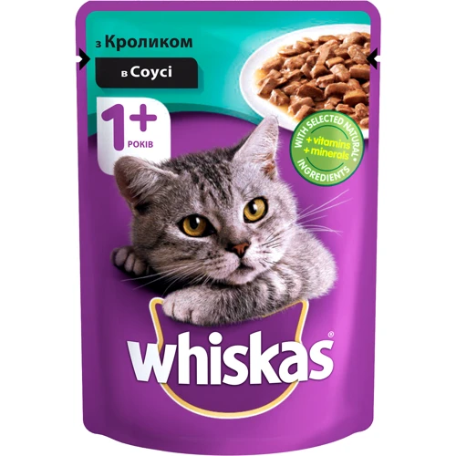 Вологий корм для котів Whiskas з кроликом в соусі 100г (5900951021541)