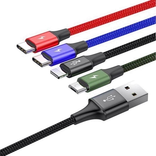 Кабель Baseus USB Cable to Micro USB/Lightning/x2 Type-C Fast 3.5А 1.2m Black (CA1T4-B01): Тип USB Cable - Lightning/microUSB/USB-C