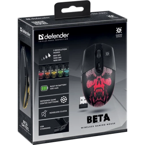 Мышь Defender Beta GM-707L Wireless Black (52707): Максимальное разрешение сенсора, dpi 1600