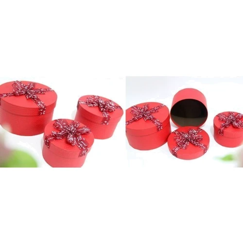 Набор подарочных картонных коробок Ufo 3 шт. красный (80303-001 Набор 3 шт RED круг.): Производитель Ufo