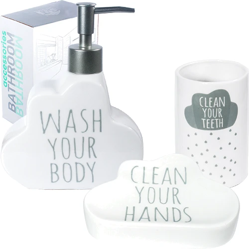 Набір аксесуарів для ванної кімнати S&T 3 ін. (889-07-007): Тип Підставка для зубних щіток, Мильниця, Дозатор для мила