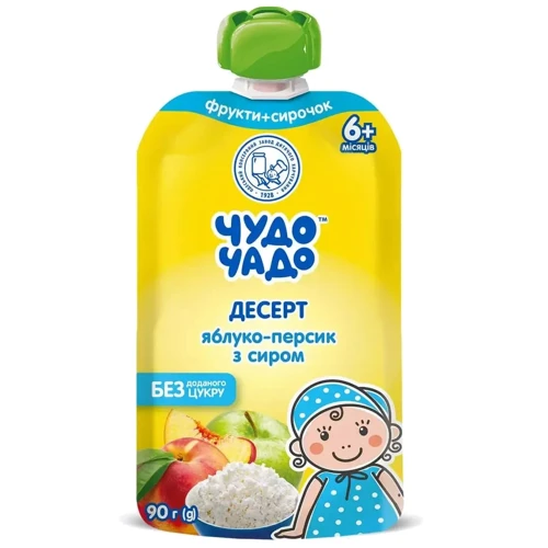 Десерт Чудо-Чадо яблоко-персик с творогом 90 г (4820016254220)