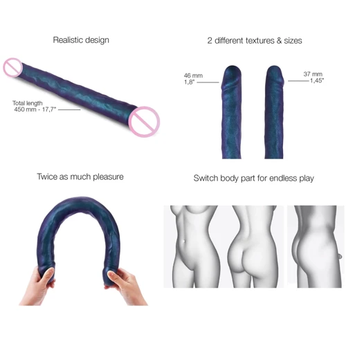 Фаллоимитатор двойной Strap-On-Me Double Dong Realistic Dildo - Snaky Мetallic Сolor