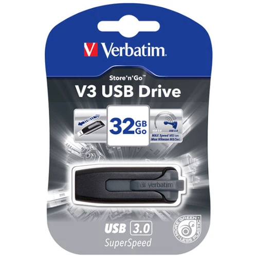 USB-флешка Verbatim 32GB Store 'n' Go V3 USB 3.0 Black (49173): Объем памяти 32 GB