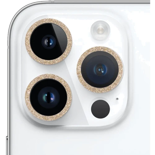 Защитное стекло для iPhone Epik Metal Sparkles Gold for Camera iPhone 15 Pro / 15 Pro Max