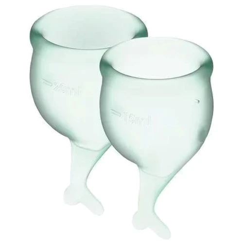 

Набор менструальных чаш Satisfyer Feel Secure (light green), 15мл и 20мл, мешочек для хранения