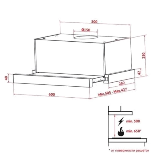 Вытяжка Perfelli TL 6812 C IV 1200 LED: Тип монтажа Встраиваемый