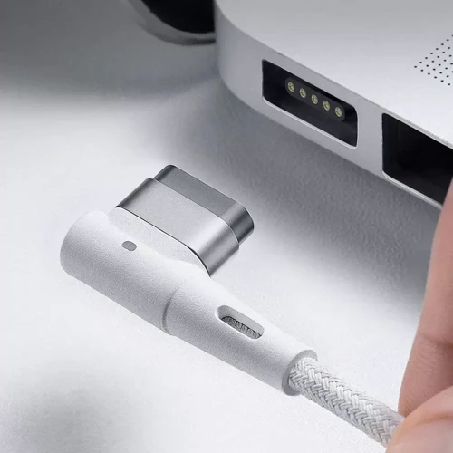 Кабель Baseus Cable USB-C to Laptop MacBook Zinc Magnetic L-shaped Port 60W 2m White (CATXC-W02) фото 4