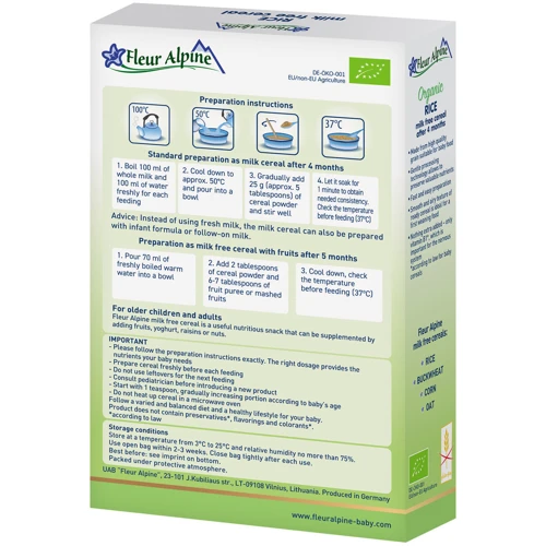 Каша безмолочная FLEUR ALPINE рисовая 175 г (1184029)