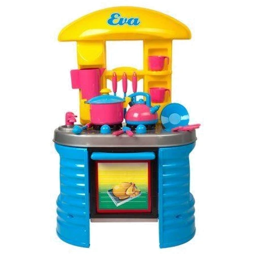 Кухня с посудой Kinderway голубая (KW-04-404)