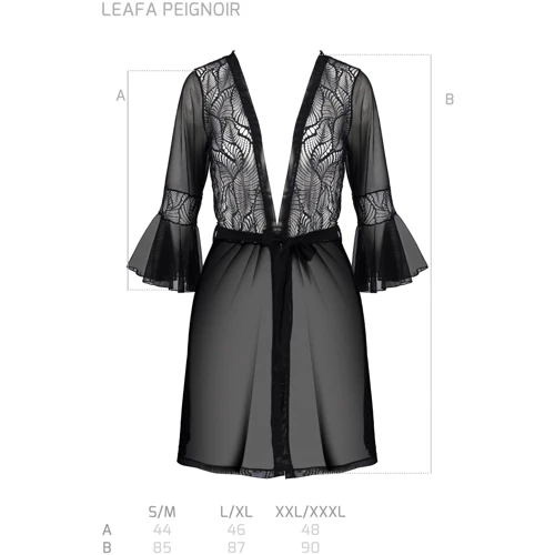 Сексуальный халат ECO Passion LEAFA PEIGNOIR black XXL/XXXL