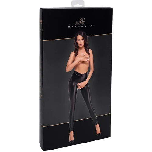 Лeггинсы Noir Handmade F304 Taboo wetlook leggings with open crotch and bum Black, XXL
