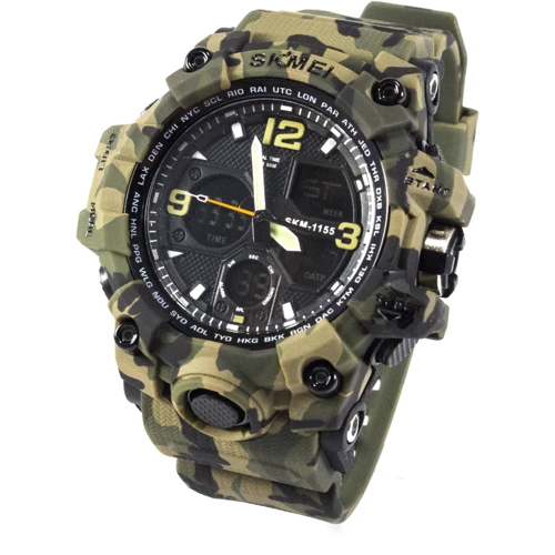 Наручные часы Skmei 1155B Green Camo (1155BBOXGCM): Тип циферблата Комбинированный (аналого-цифровой)