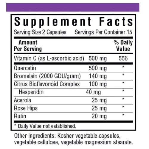 Bluebonnet Nutrition Super Quercetin Кверцетин 30 вегетарианских капсул: Вид Неферментные