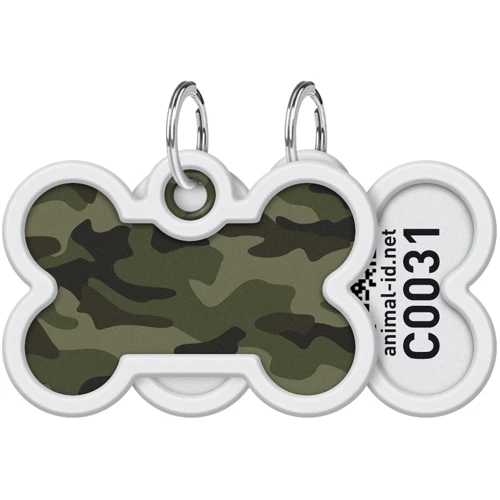 Адресник металевий WAUDOG Smart ID з QR паспортом малюнок Камо зелений Д 40х28 мм (0640-0205)