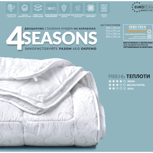 Одеяло IDEIA 4 Seasons 155х215 см (8-09503): Материал чехла микрофибра
