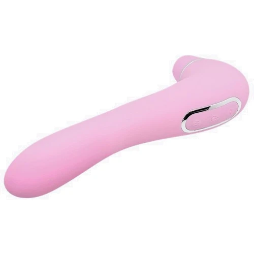 Вибратор и вакуумный клиторальный стимулятор Alive Midnight Quiver Pink - секс-игрушка 2в1