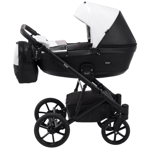 Коляска 2 в 1 Bair Kiwi кожа 100% BK-51/15 белый - черный фото 8