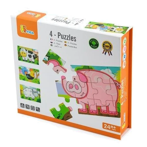 Набор деревянных пазлов Viga Toys Ферма 4 в 1 48 эл (50069)