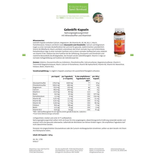 Sanct Bernhard Gelenkfit Здоров'я суглобів 240 капсул